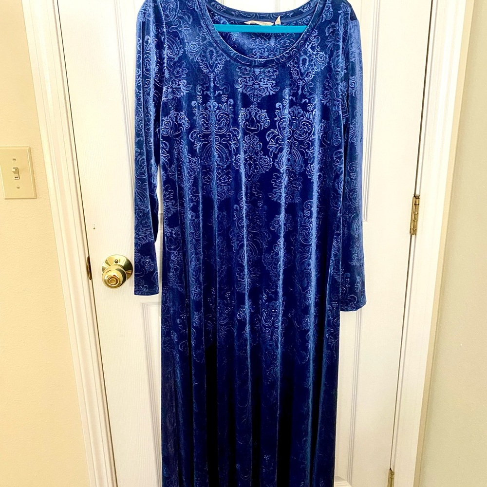Soft Surroundings Blue Velvet Maxi Dress - Picture 3 of 7